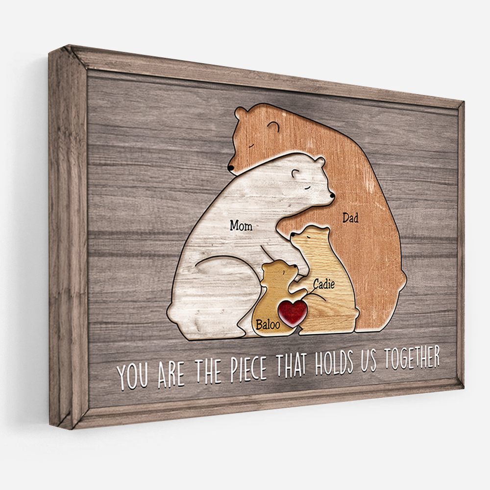 Personalized Bear Family Canvas: Custom 'Holds Us Together' Mom Gift
