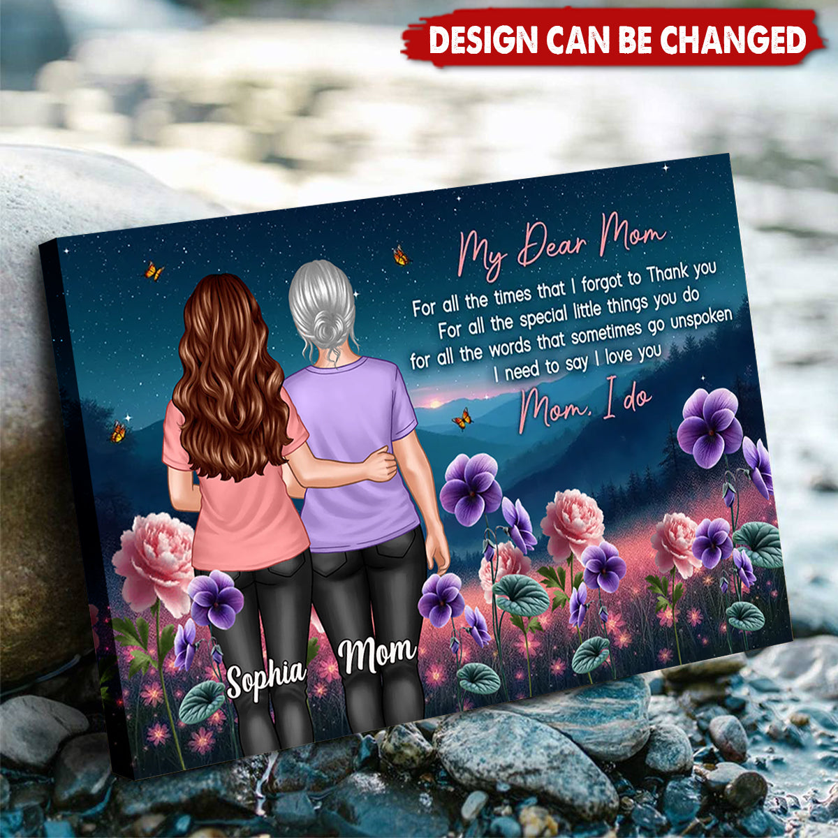 Personalized 'My Dear Mom' Canvas - Birth Flower Gift for Mother & Daughter