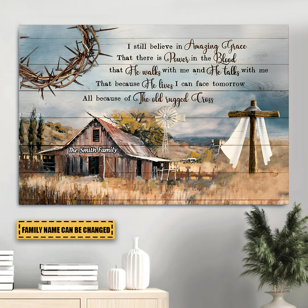 Personalized 'Amazing Grace' Canvas / Poster - Rustic Family Faith Home Art