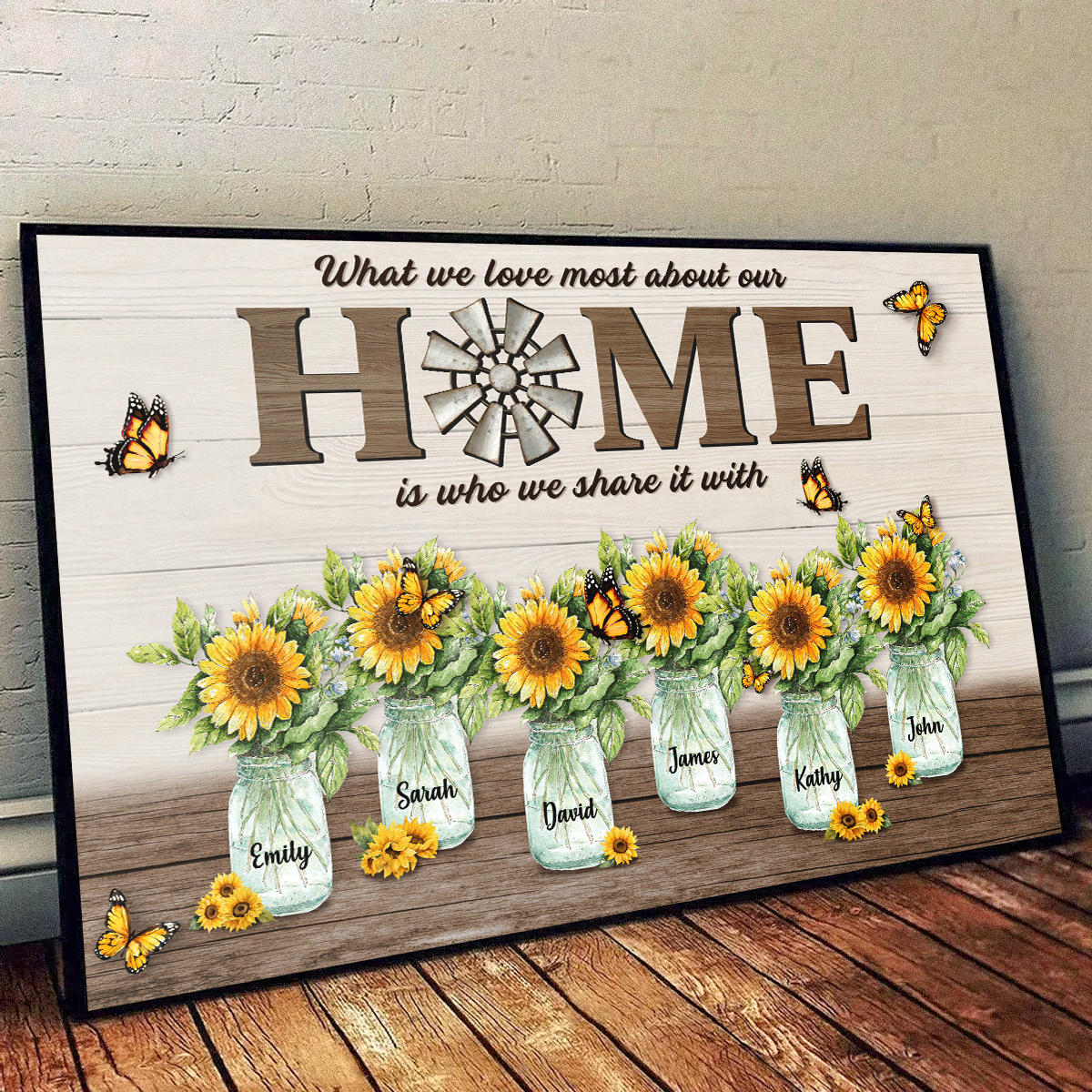 Customizable Family Canvas: "Our Home Is Who We Share It With" Wall Art