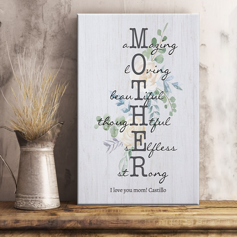 Custom 'MOTHER' Acrostic Canvas Art - Personalized Gift for Mom & Grandma