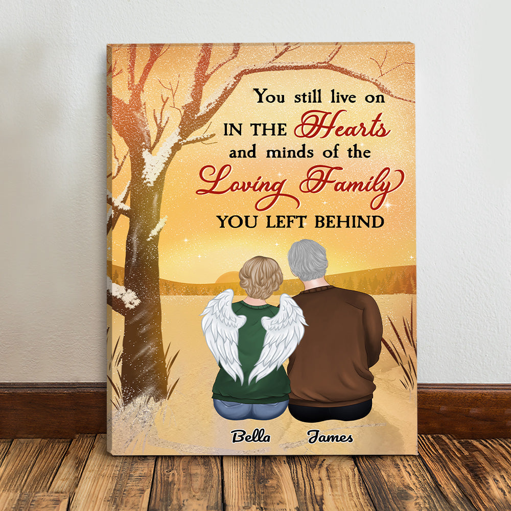Custom Memorial For Loved One Canvas for Wife/Husband: 'You Still Live On In Hearts' Art