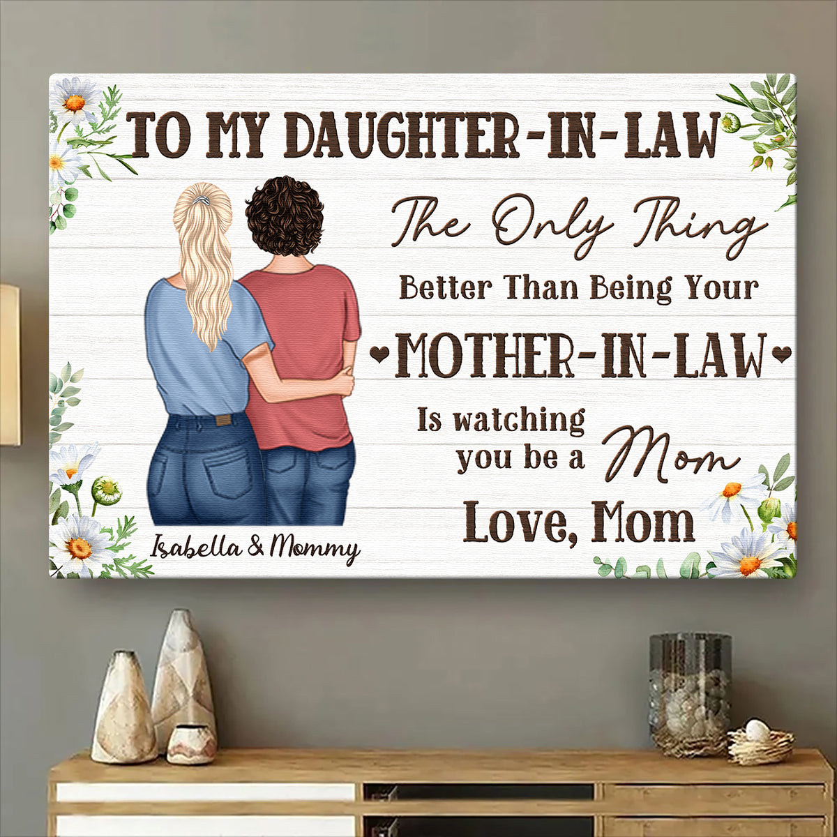 Custom Mother Daughter Canvas: 'Watching You Be a Mom' Quote Art