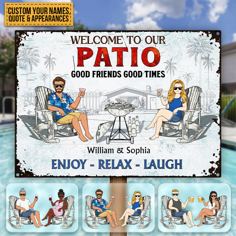 Personalized Pool Patio Metal Sign: "Neighbors Listen to Good Music!"