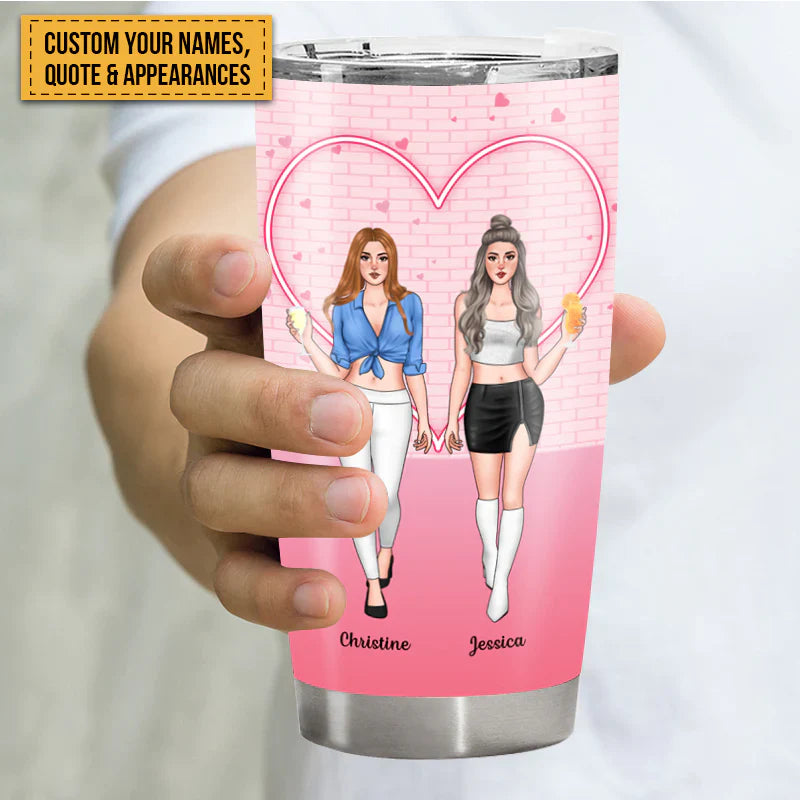 Personalized Sisters Tumbler - Funny 'Fat Thighs Stick Together' Gift