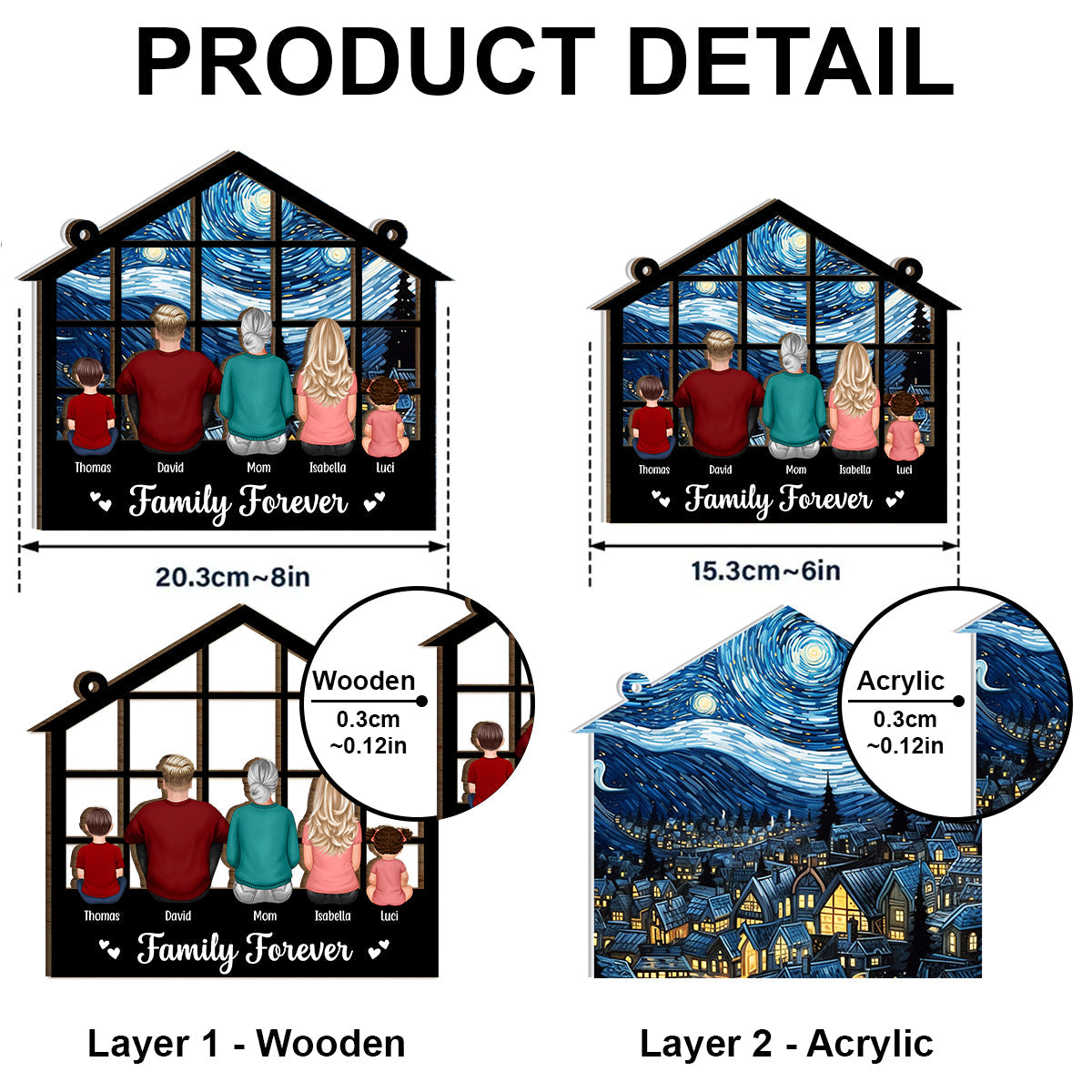 Custom Family Forever Window Suncatcher: Heartfelt Gift for Mom, Dad, & Home