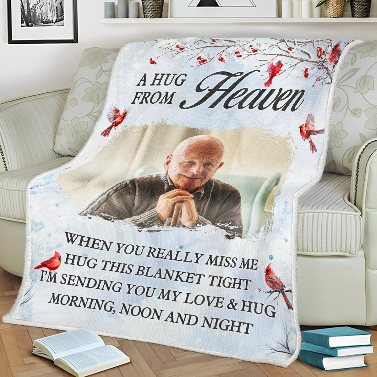 Personalized Photo Blanket: 'A Hug From Heaven' Memorial For Loved One Gift for Loved Ones