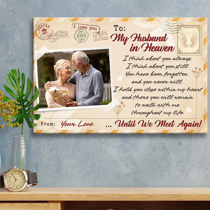 Personalized Memorial For Loved One Canvas: 'My Wife in Heaven' Until We Meet Again