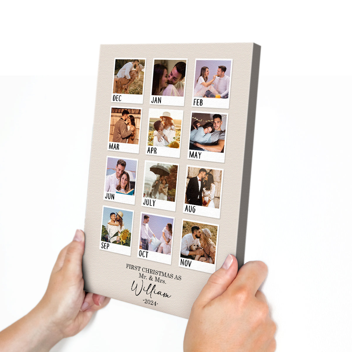Personalized 'First Christmas As Mr & Mrs' Photo Canvas for Couples