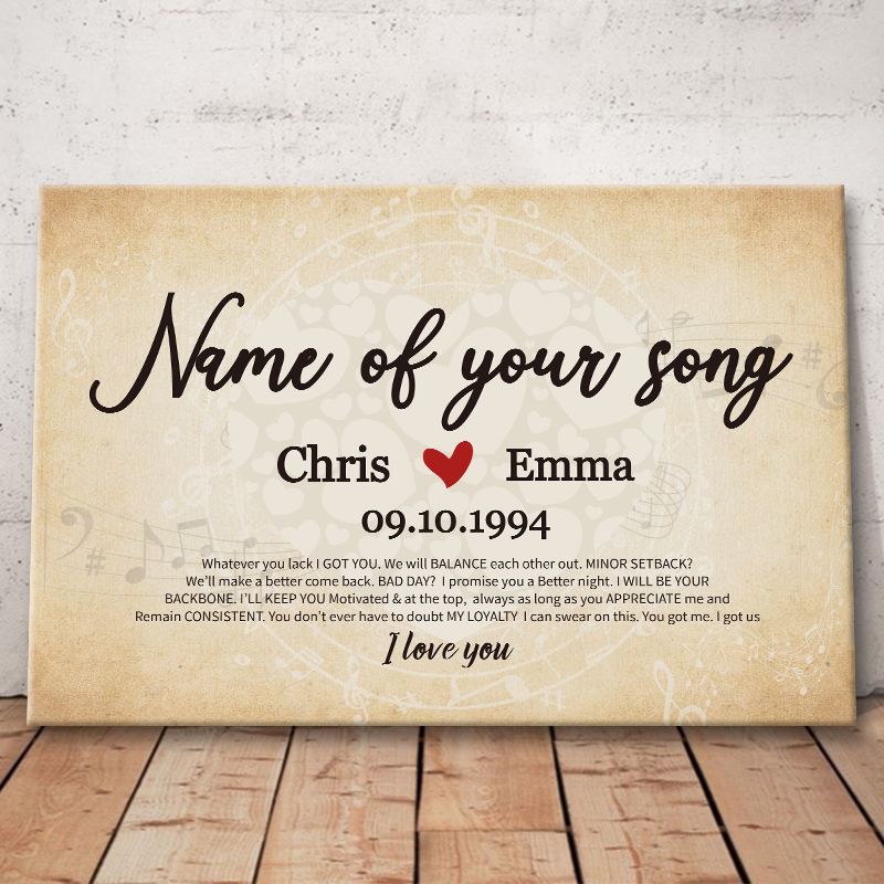 Personalized 'Whatever You Lack I Got You' Song Art Canvas for Couples
