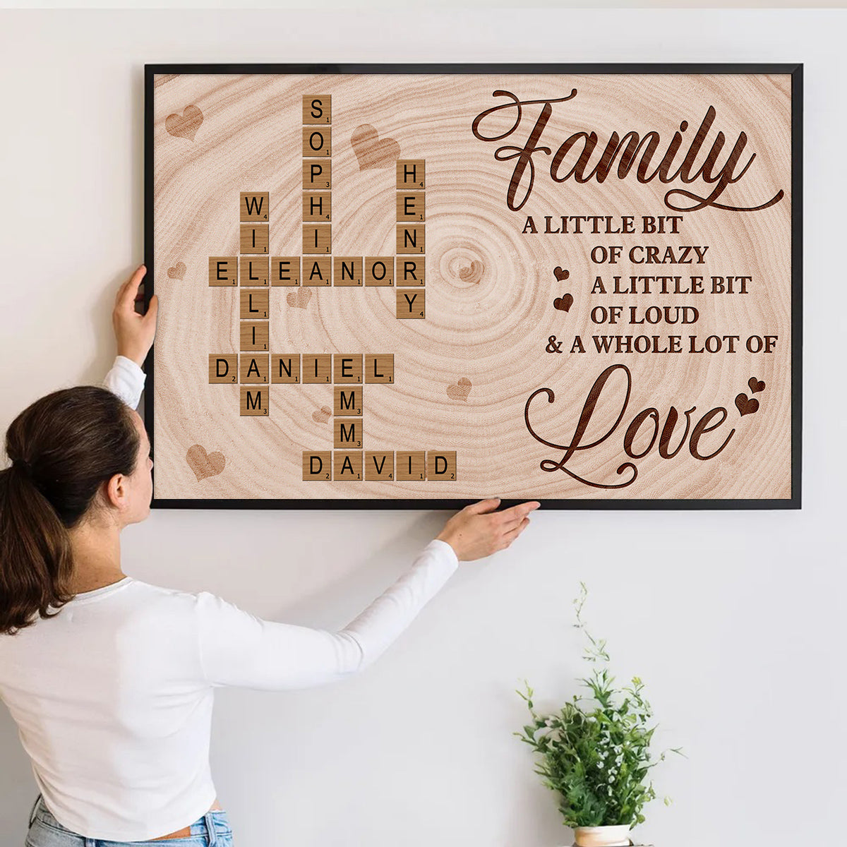 A Little Bit Crazy, A Whole Lot of Love - Personalized Family Crossword Canvas/poster