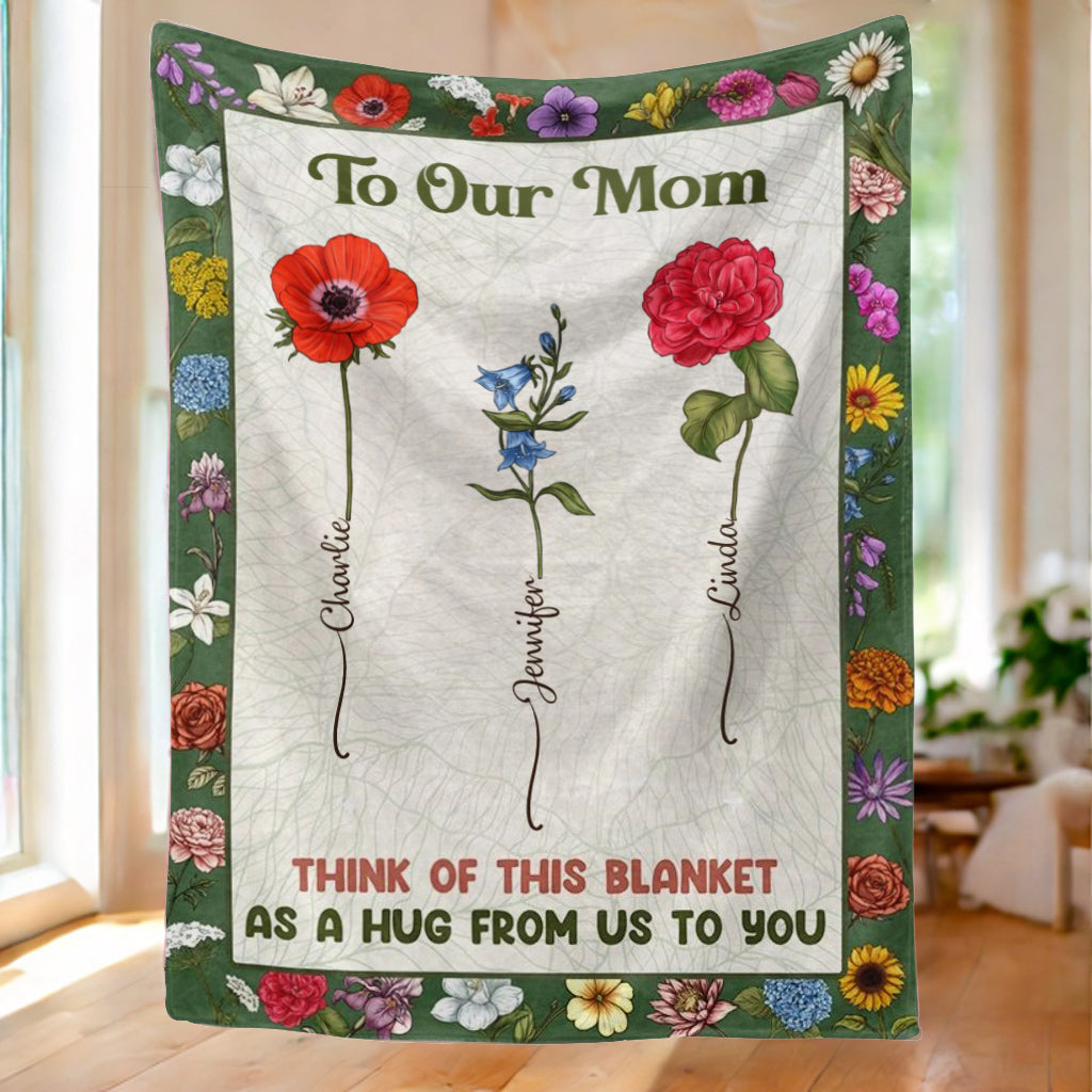 Personalized Floral 'A Hug From Us' Blanket for Mom & Grandma