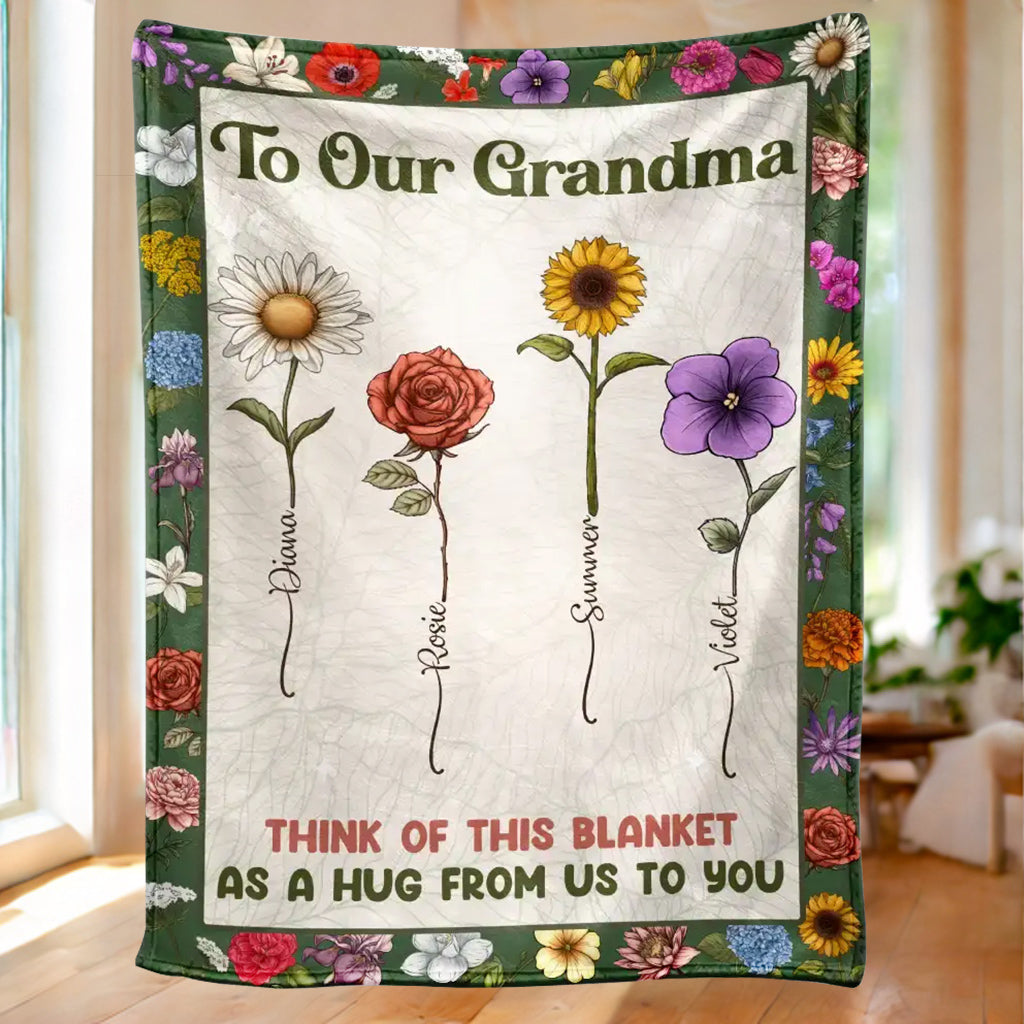 Personalized Floral 'A Hug From Us' Blanket for Mom & Grandma