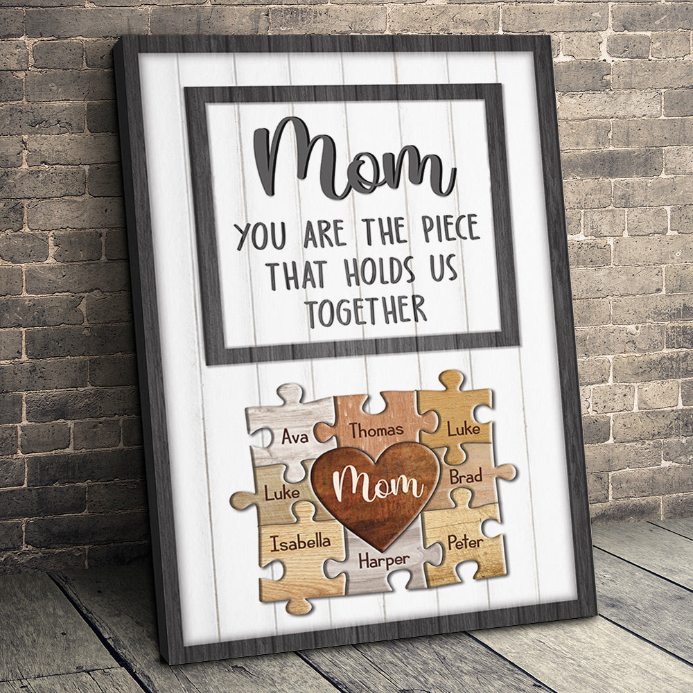 Personalized Mom Puzzle Canvas Art - "You're The Piece That Holds Us Together"
