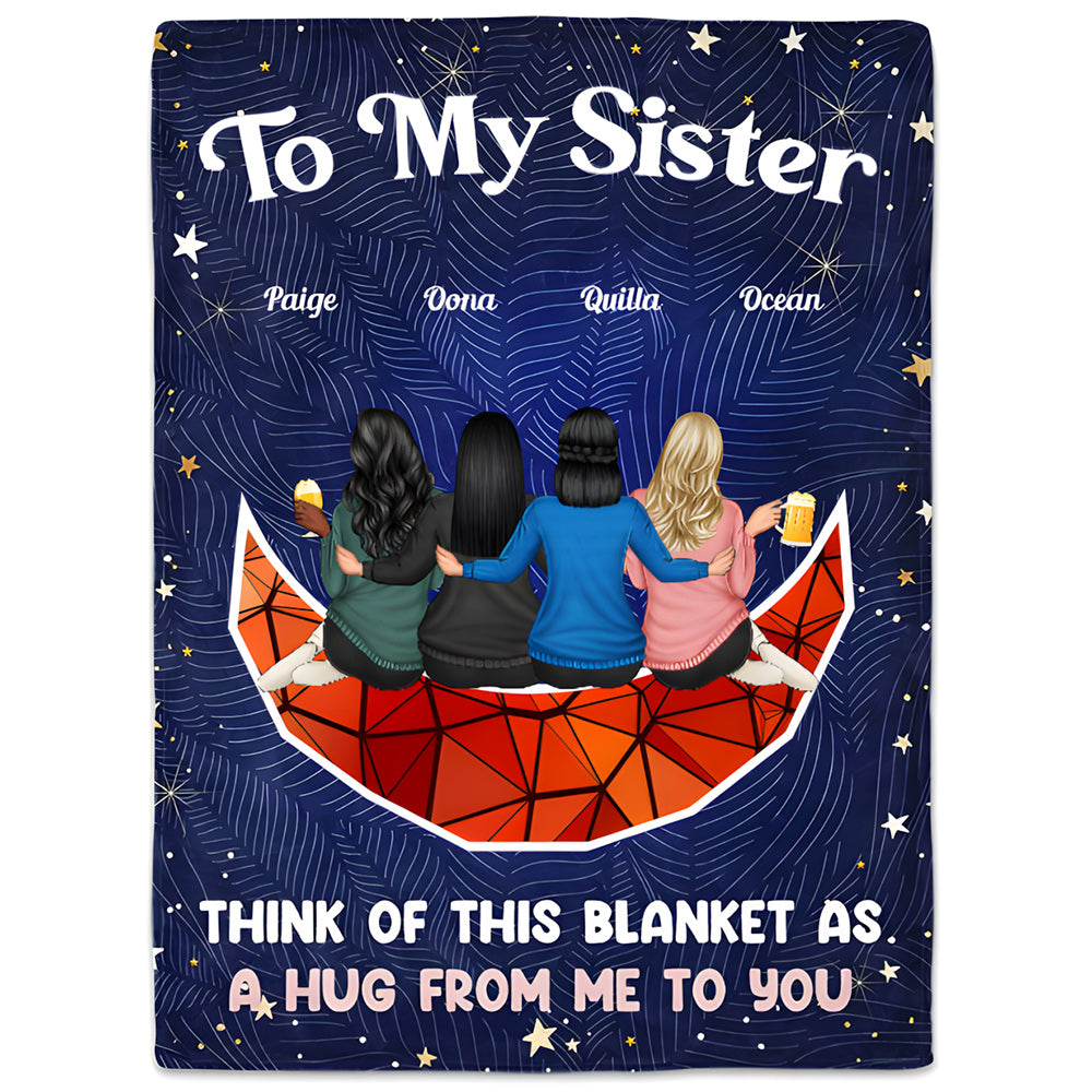 Custom 'A Hug From Me To You' Sister Blanket - Personalized Fleece & Sherpa Throw