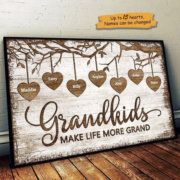 Custom "Grandkids Make Life More Grand" Canvas for Grandma & Grandpa