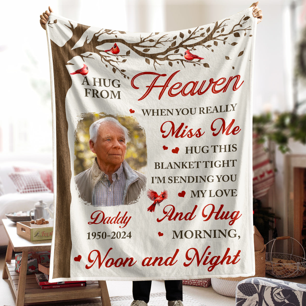 Custom Photo Memorial A Hug From Heaven - Personalized Photo Blanket