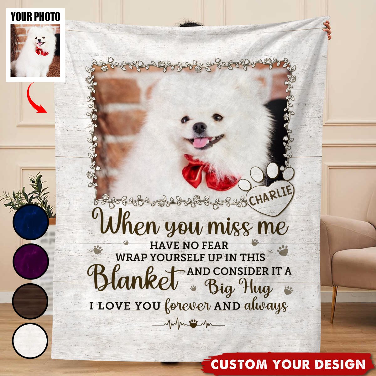 🐾 Custom Photo Blanket: A Big Hug From Me – Gift for Pet Lovers