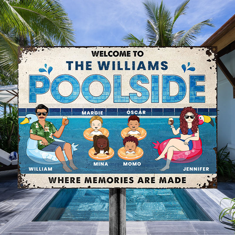 Personalized Family Poolside Metal Sign: "Where Memories Are Made" Summer Gift