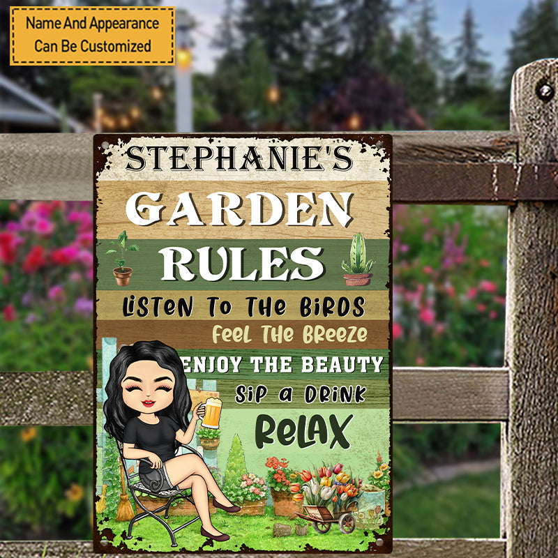 Personalized Garden Rules Metal Sign: Relax & Enjoy Your Own Oasis