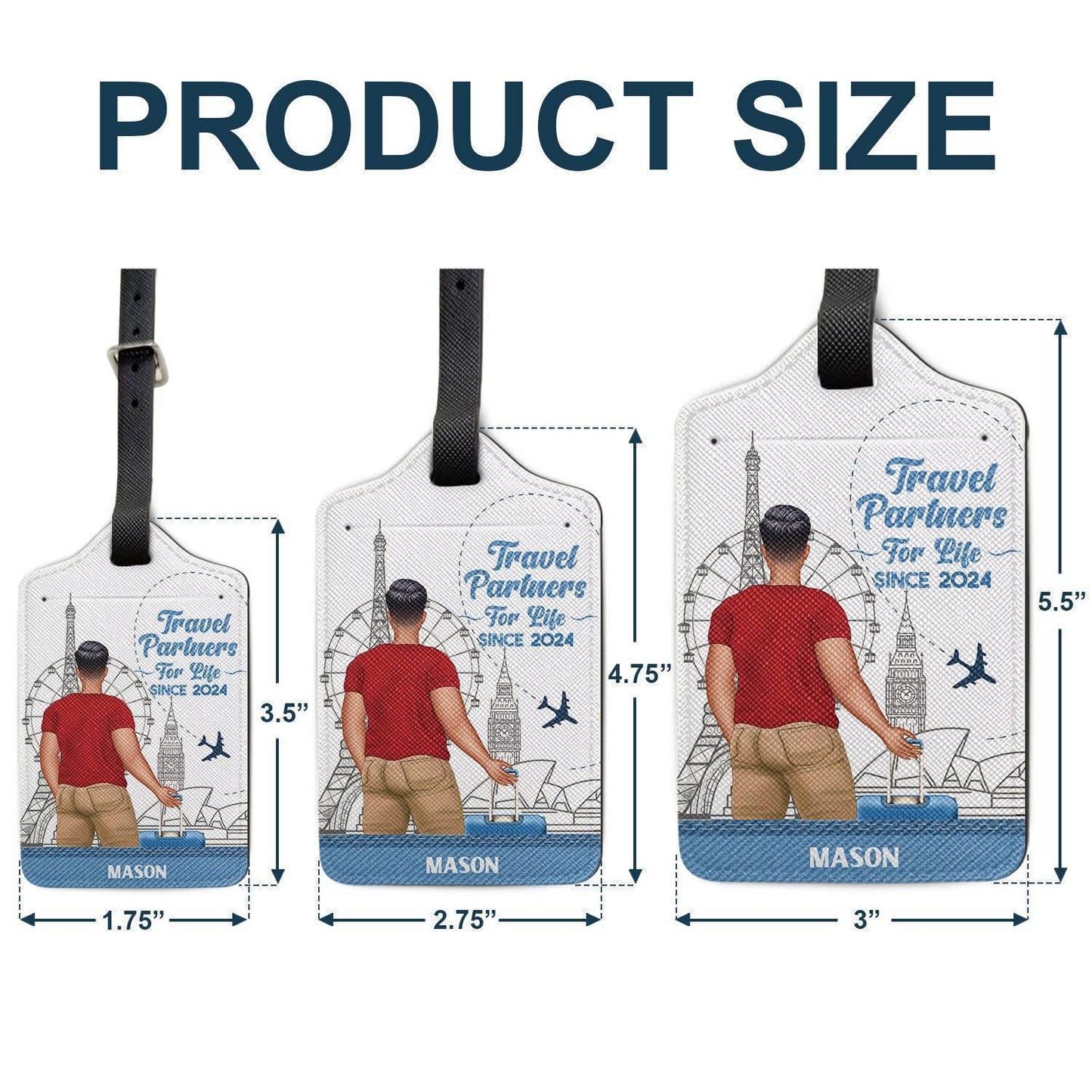 Custom "Travel Partners For Life" Luggage Tag Set for Couples - Anniversary Gift