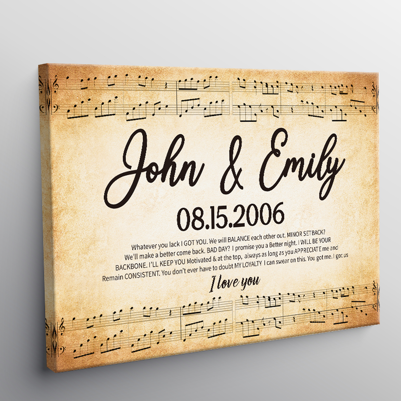 Personalized 'Whatever You Lack I Got You' Music Canvas for Couples