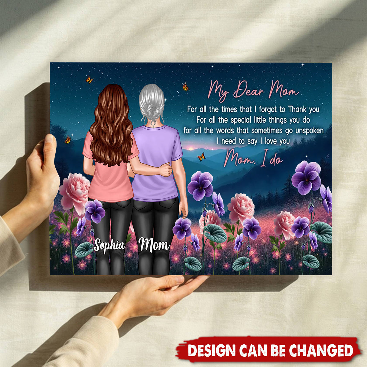 Personalized 'My Dear Mom' Canvas - Birth Flower Gift for Mother & Daughter