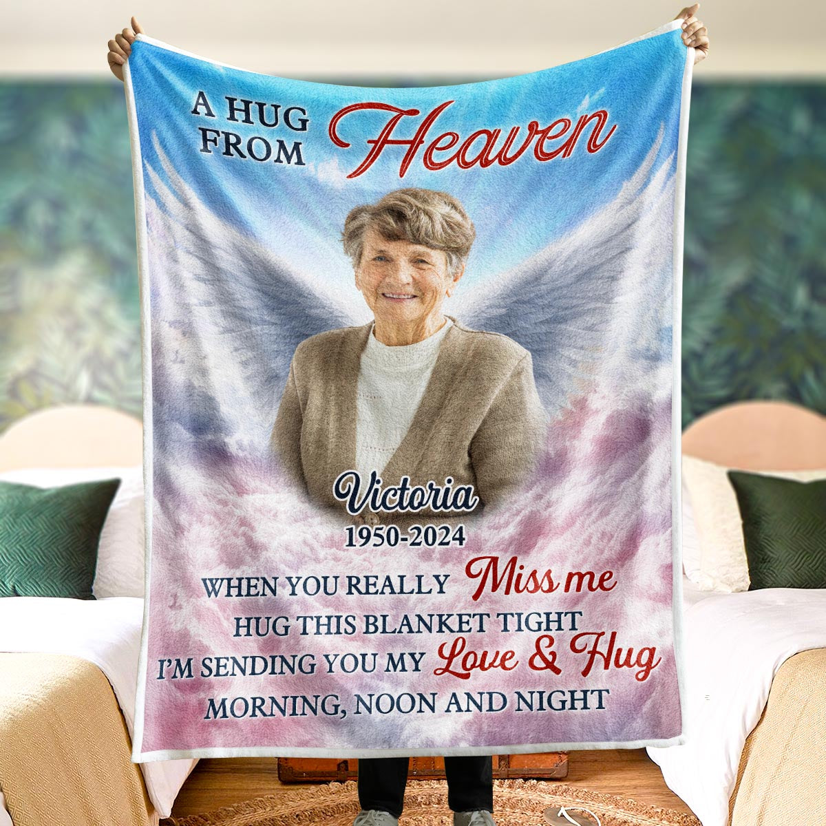 A Hug From Heaven - Personalized Custom Photo Blanket