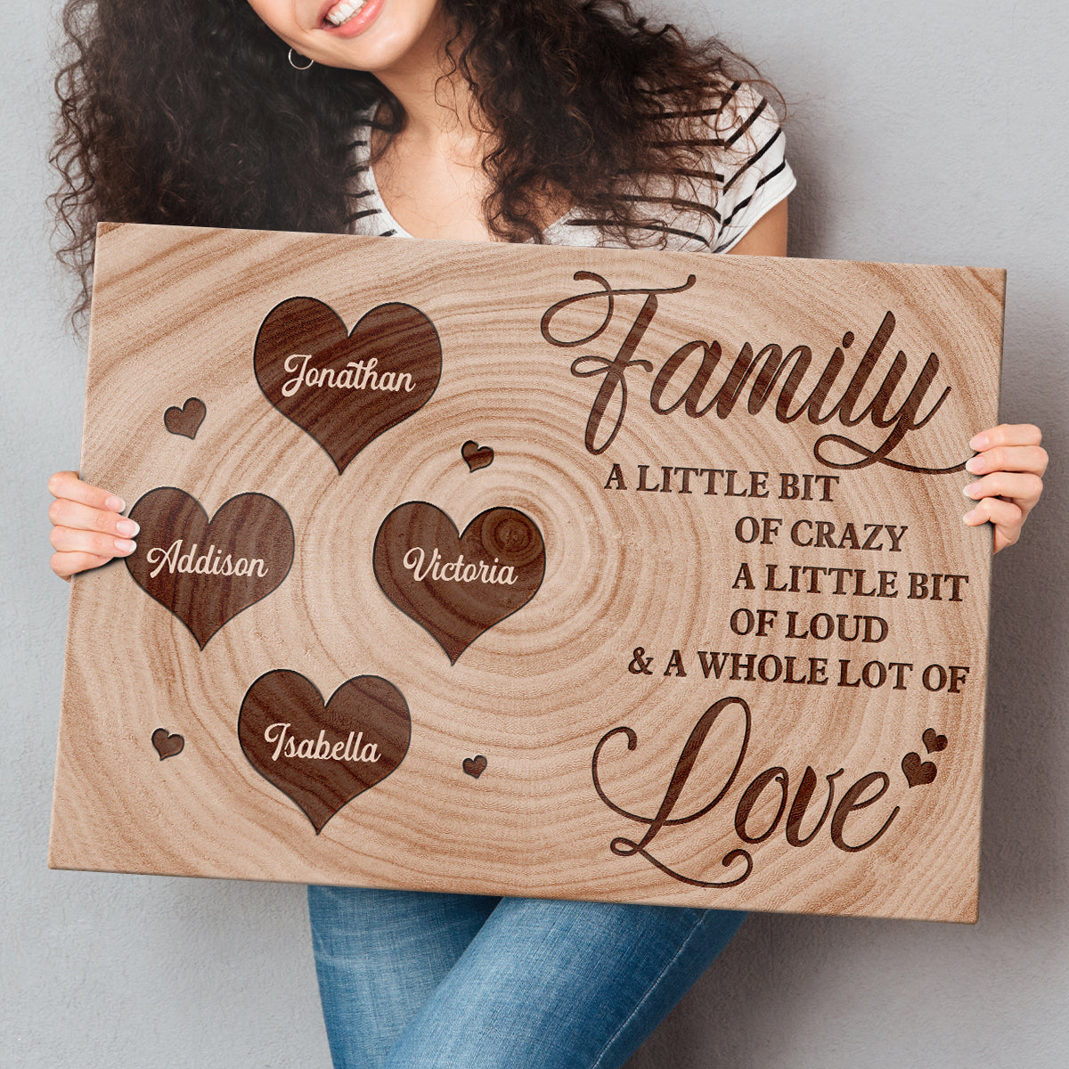 Personalized Family Canvas: 'A Little Bit Of Crazy, A Whole Lot Of Love' Custom Names Home Decor