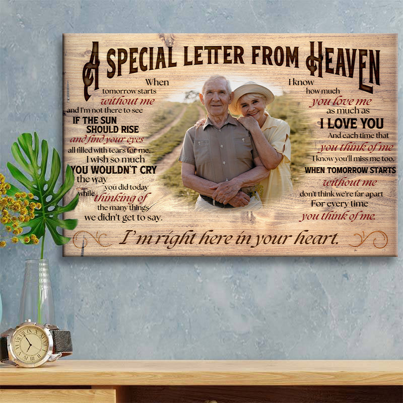 Personalized Memorial For Loved One Photo Canvas: "A Letter From Heaven" Comfort Gift