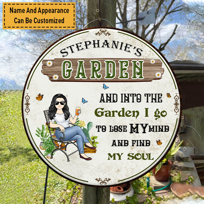 Custom Garden Sign: "Into The Garden I Go" Personalized Wood Art for Gardeners