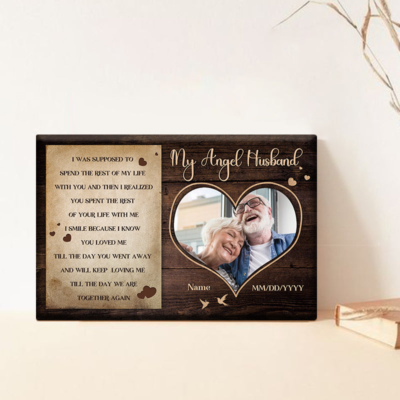 Custom Photo Memorial For Loved One Canvas: 'My Angel Husband' Personalized Gift
