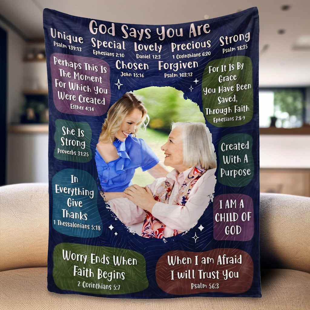 Personalized 'God Says You Are' Photo Blanket - Custom Inspirational Gift for Her