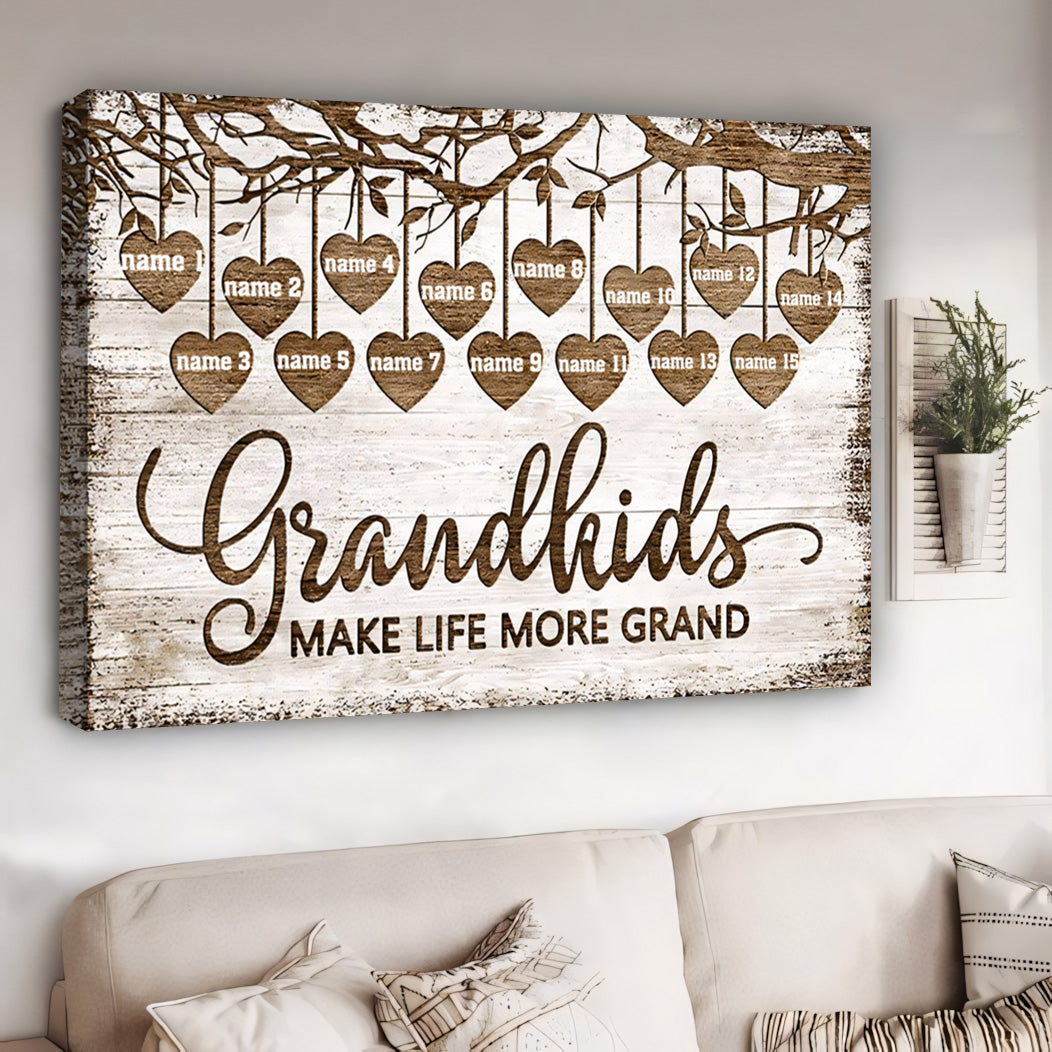 Custom "Grandkids Make Life More Grand" Canvas for Grandma & Grandpa
