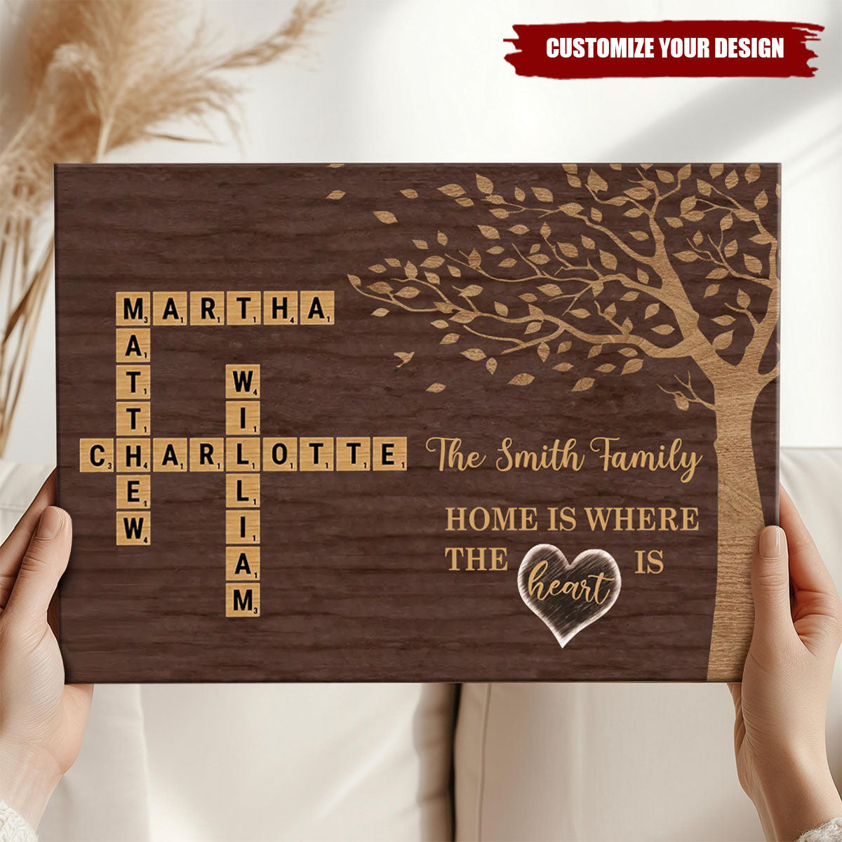Heartfelt Personalized Family Canvas - 'Home Is Where The Heart Is' Art