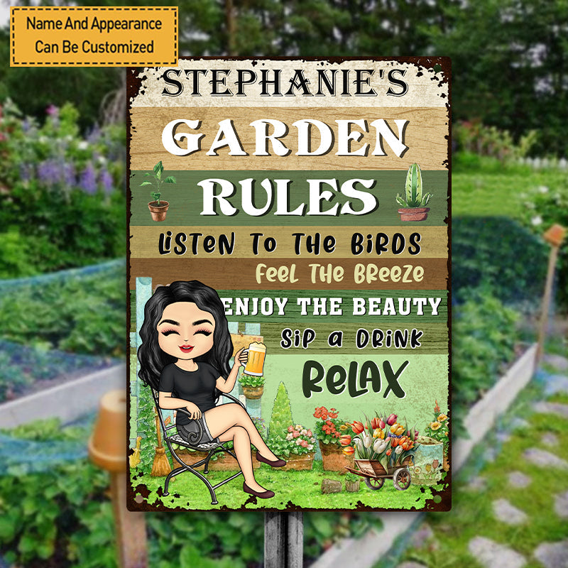 Personalized Garden Rules Metal Sign: Relax & Enjoy Your Own Oasis