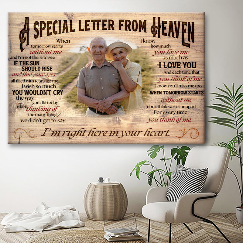 Personalized Memorial For Loved One Photo Canvas: "A Letter From Heaven" Comfort Gift