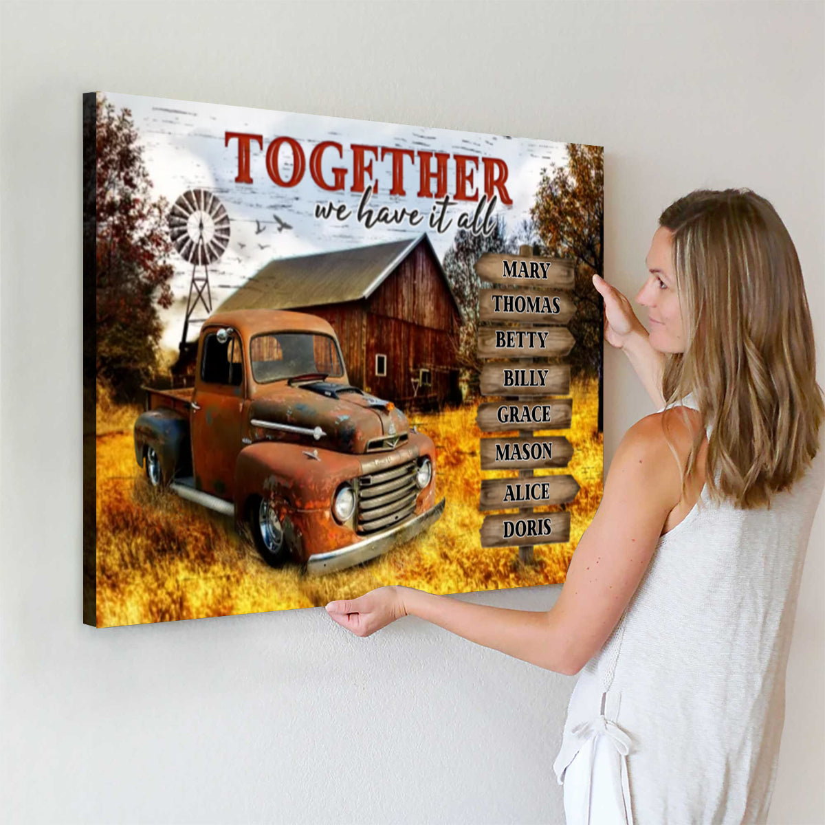 Personalized 'Together We Have It All' Rustic Family Name Canvas Art
