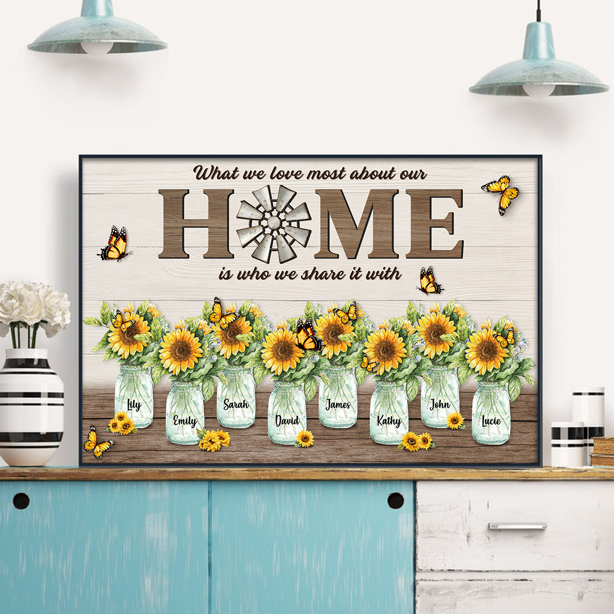 Customizable Family Canvas: "Our Home Is Who We Share It With" Wall Art
