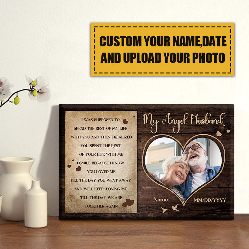 Custom Photo Memorial For Loved One Canvas: 'My Angel Husband' Personalized Gift