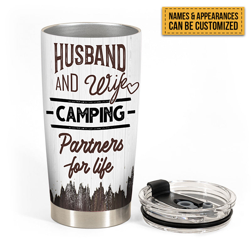 Personalized Husband & Wife Camping Tumbler - Partners For Life Gift