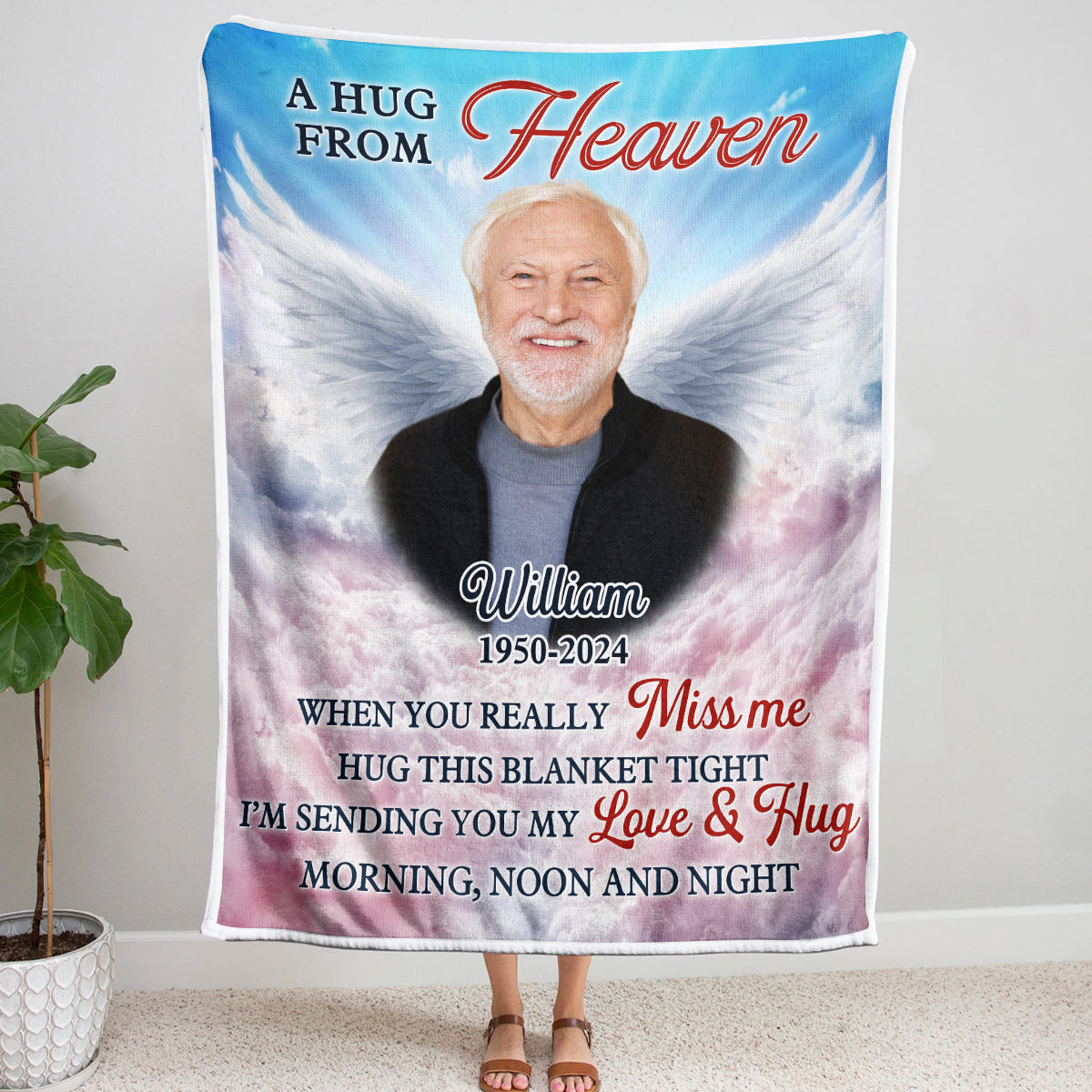 A Hug From Heaven - Personalized Custom Photo Blanket