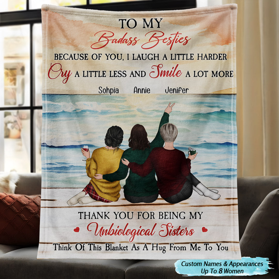 Custom 'Unbiological Sister' Blanket - Bestie Friendship Gift with Names