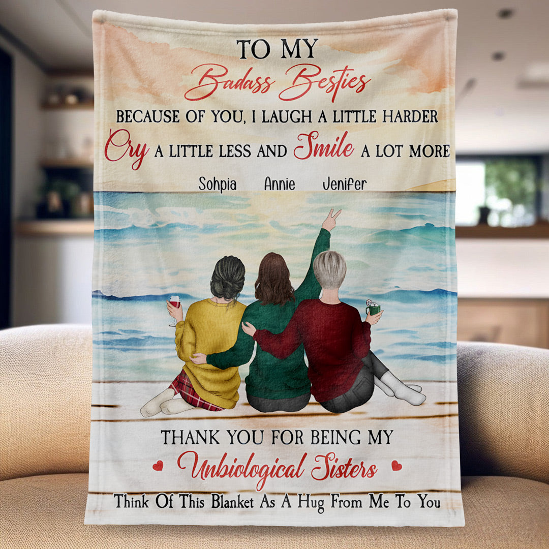 Custom 'Unbiological Sister' Blanket - Bestie Friendship Gift with Names