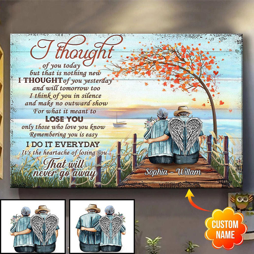 Custom Memorial For Loved One Canvas: 'I Thought of You Today' Personalized Remembrance Gift