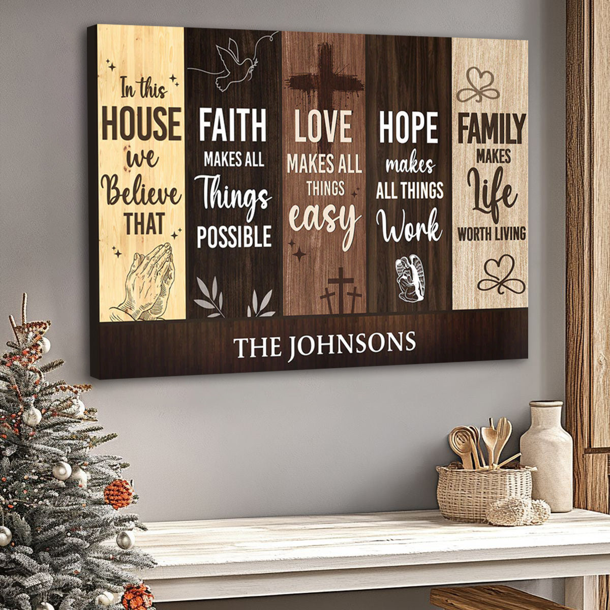 Personalized "In This House We Believe" Family Faith Hope Love Canvas