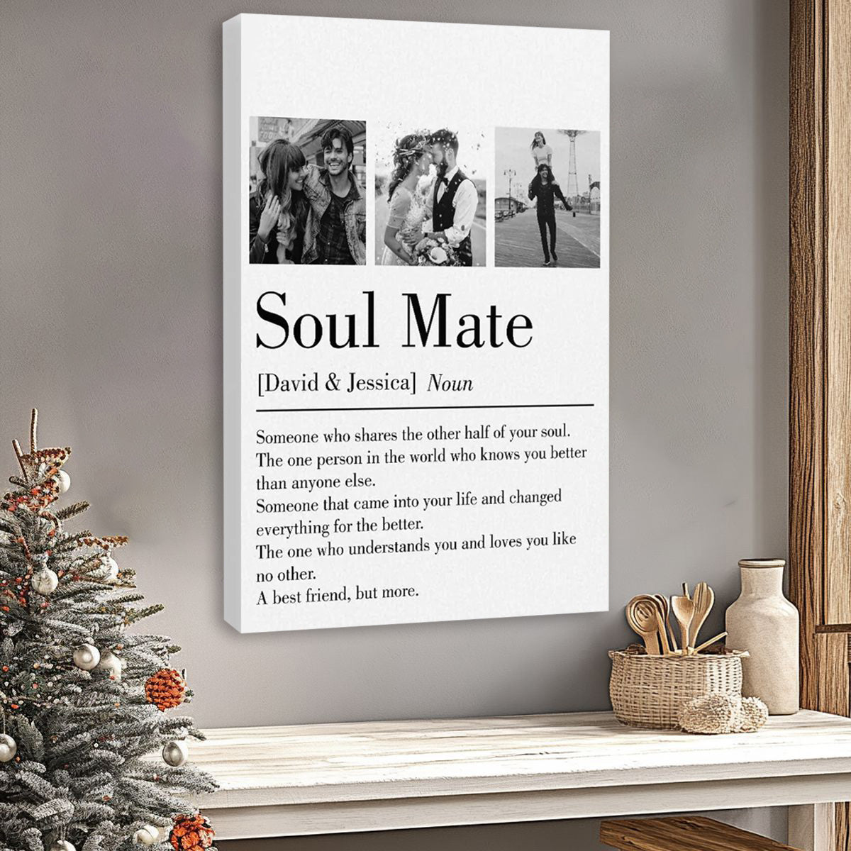 Personalized 'Soul Mate' Canvas / Poster: Definition Art for Couples & Anniversaries