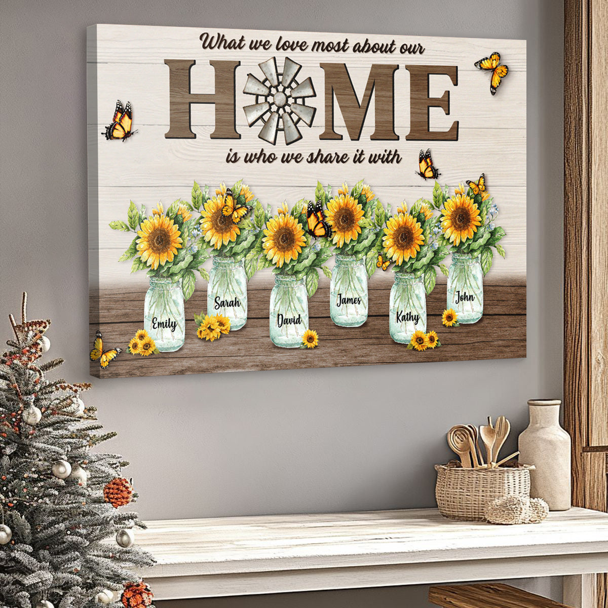 Customizable Family Canvas: "Our Home Is Who We Share It With" Wall Art