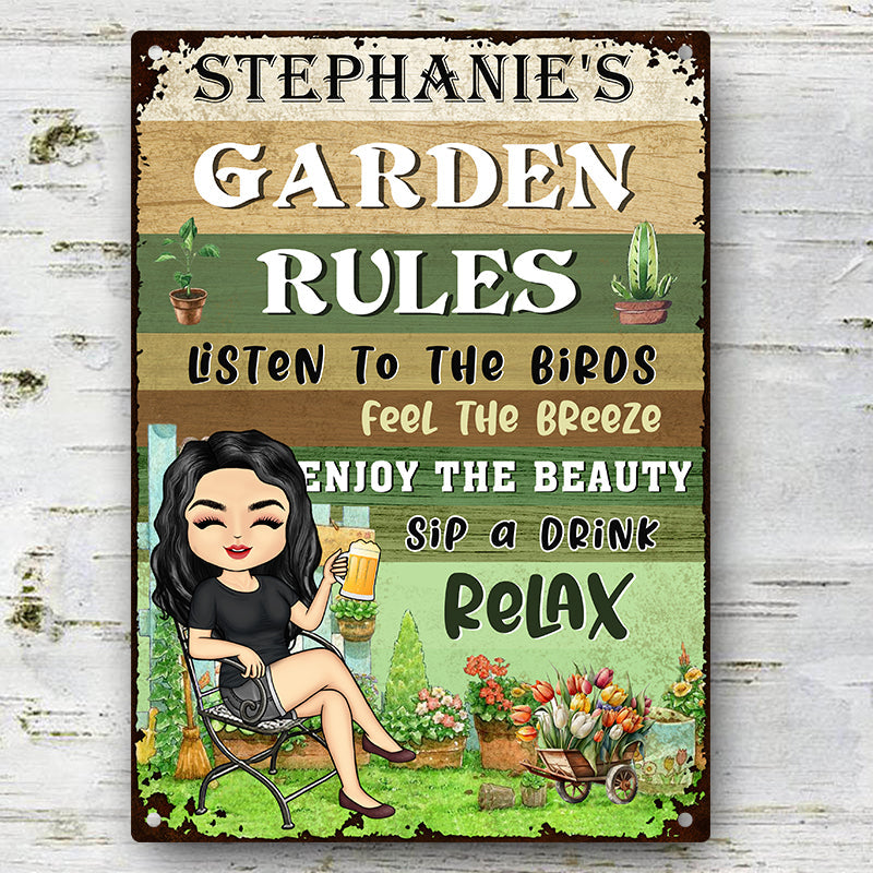 Personalized Garden Rules Metal Sign: Relax & Enjoy Your Own Oasis
