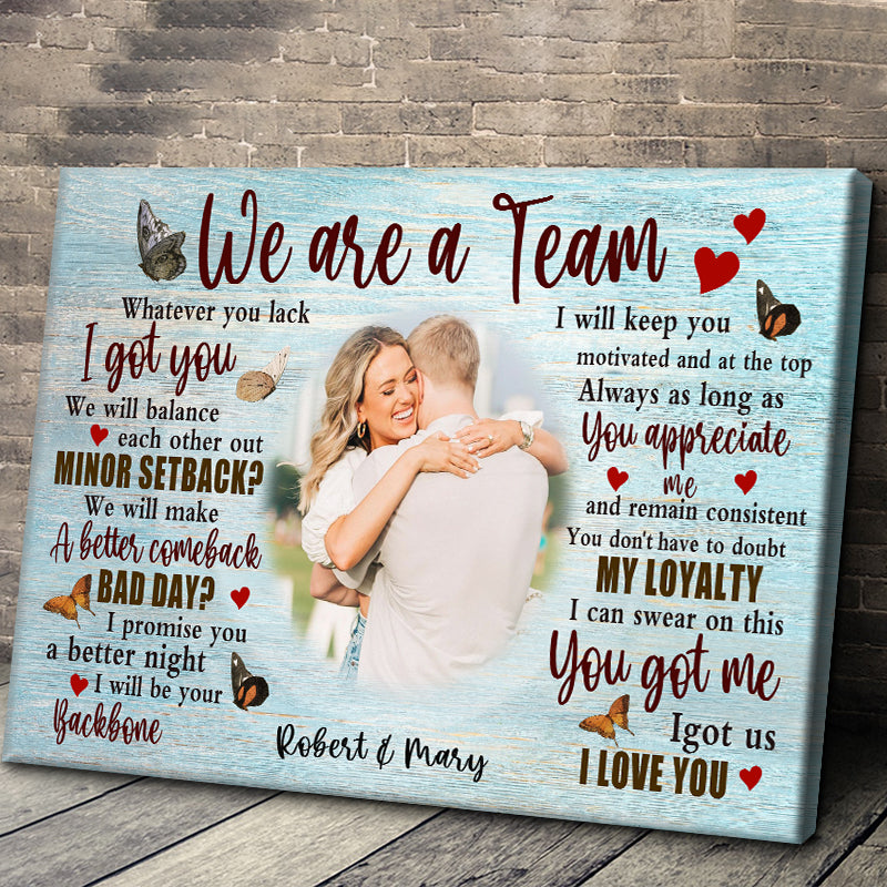 Personalized 'We Are A Team' Photo Canvas - Heartfelt Couple Gift Wall Art